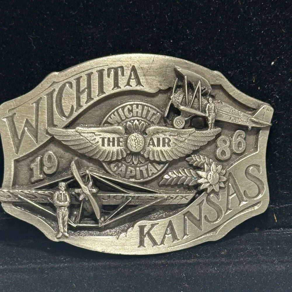 Vintage 1986 Wichita KS Air Capital Biplane Limited Edition 80/750 Belt Buckle